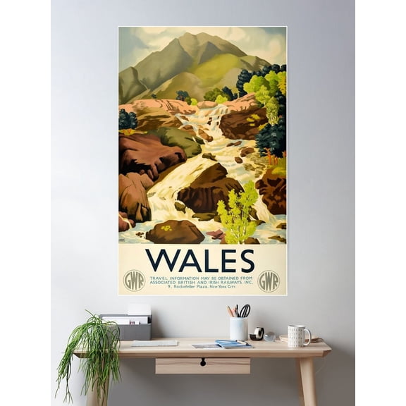 Wales Vintage Travel Poster Poster Wall Art, Modern Wall Decor For Living Room Bedroom, 8x12 UNFRAMED
