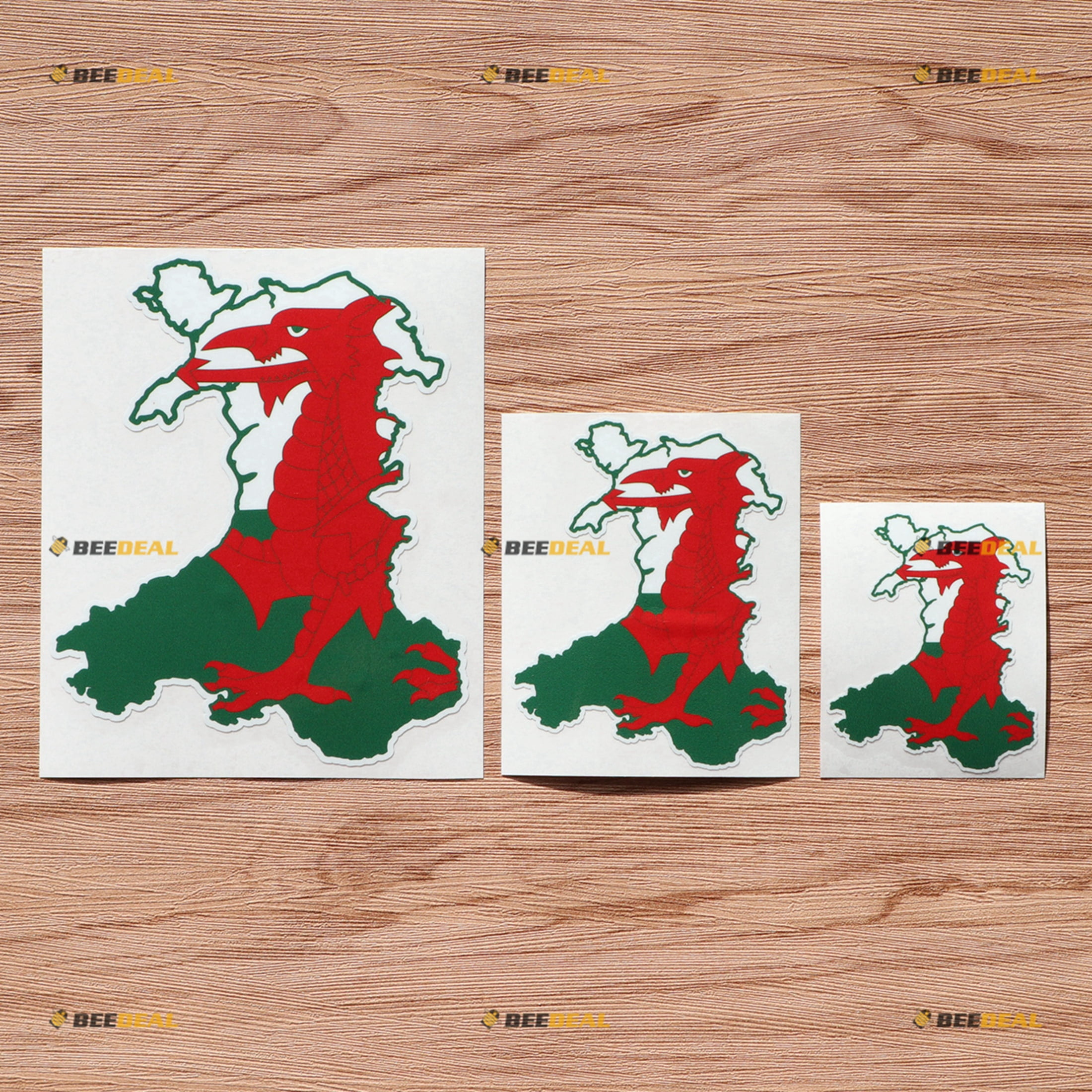 Wales Welsh Map Outline Red Dragon Decal Vinyl Sticker - 3 Pack Glossy ...