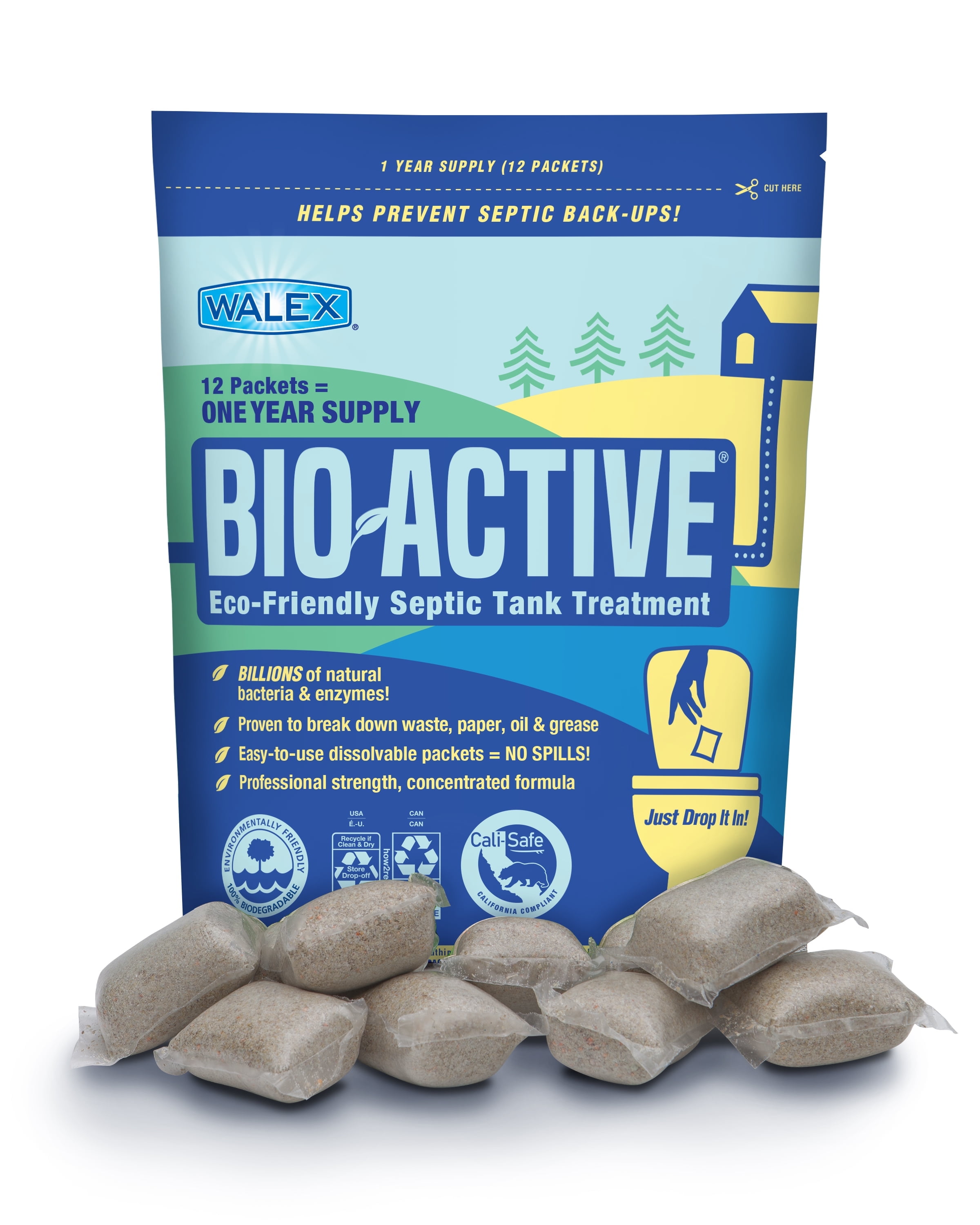 Walex BIO-31112 Bio-Active Tank Cleaner Natural Bacteria Toilet Drop-Ins, 12 Pack