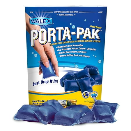 Walex Porta-Pak RV Toilet Treatment Drop-Ins, Treats Black Holding Tanks, 10-Pack, Fresh