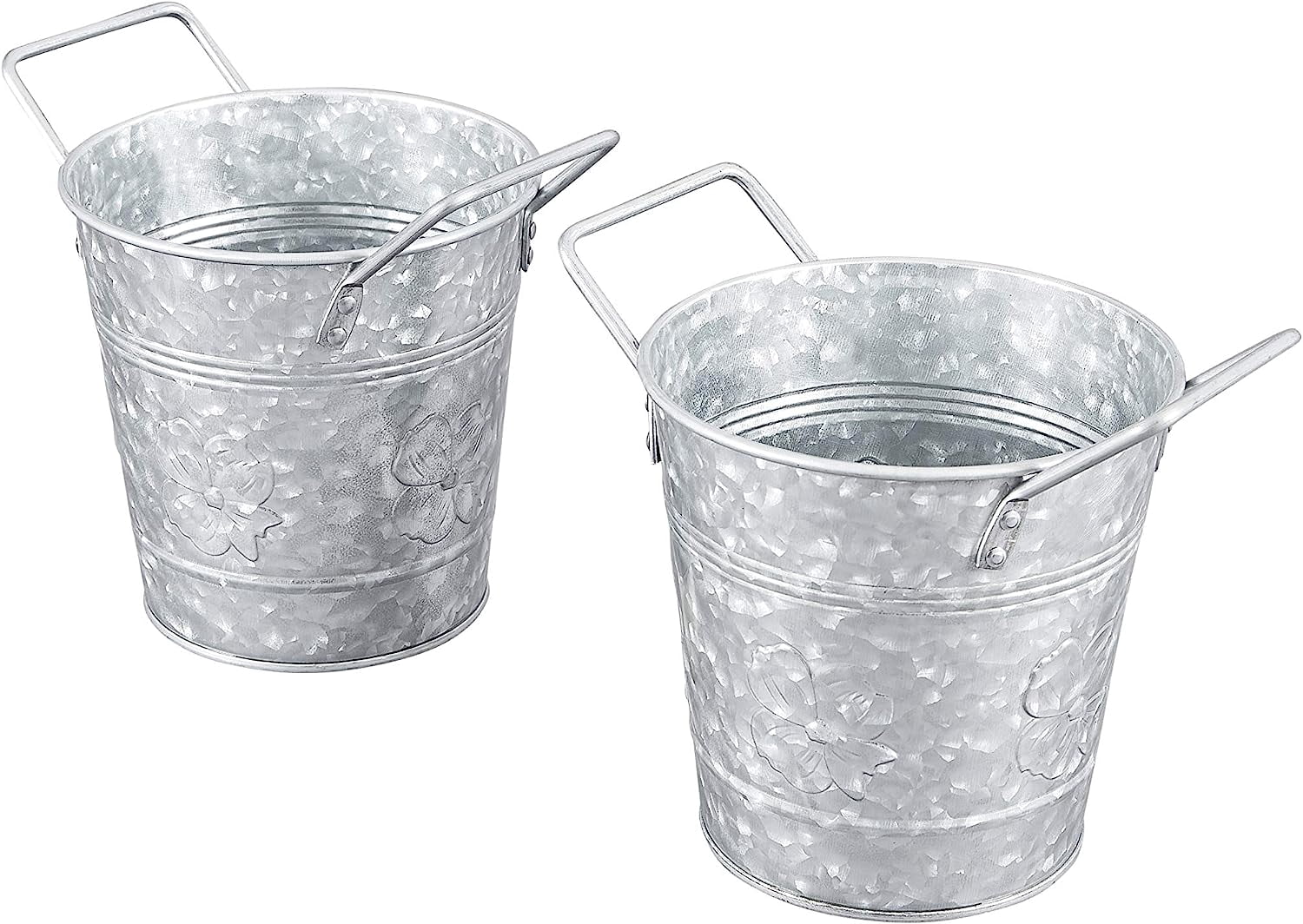 Walford Home Décor Galvanized Metal Flower Planters With Handles
