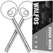Walfos Danish Dough Whisk, Rustproof Stainless Steel Bread Whisk, Quick Mixing Bread Mixer, Dutch Dough Whisk for Cooking, Blending, Whisking, Stirring, Sourdough, Pizza, Pastry, Cake Batter（2pcs)