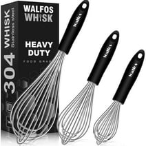 Walfos Stainless Steel Wire Whisk Set - 3 Packs Balloon Whisk, Thick Wire Wisk , Strong Handles, Egg Frother for Cooking, Blending, Whisking, Beating and Stirring  (8.5"+10"+11")