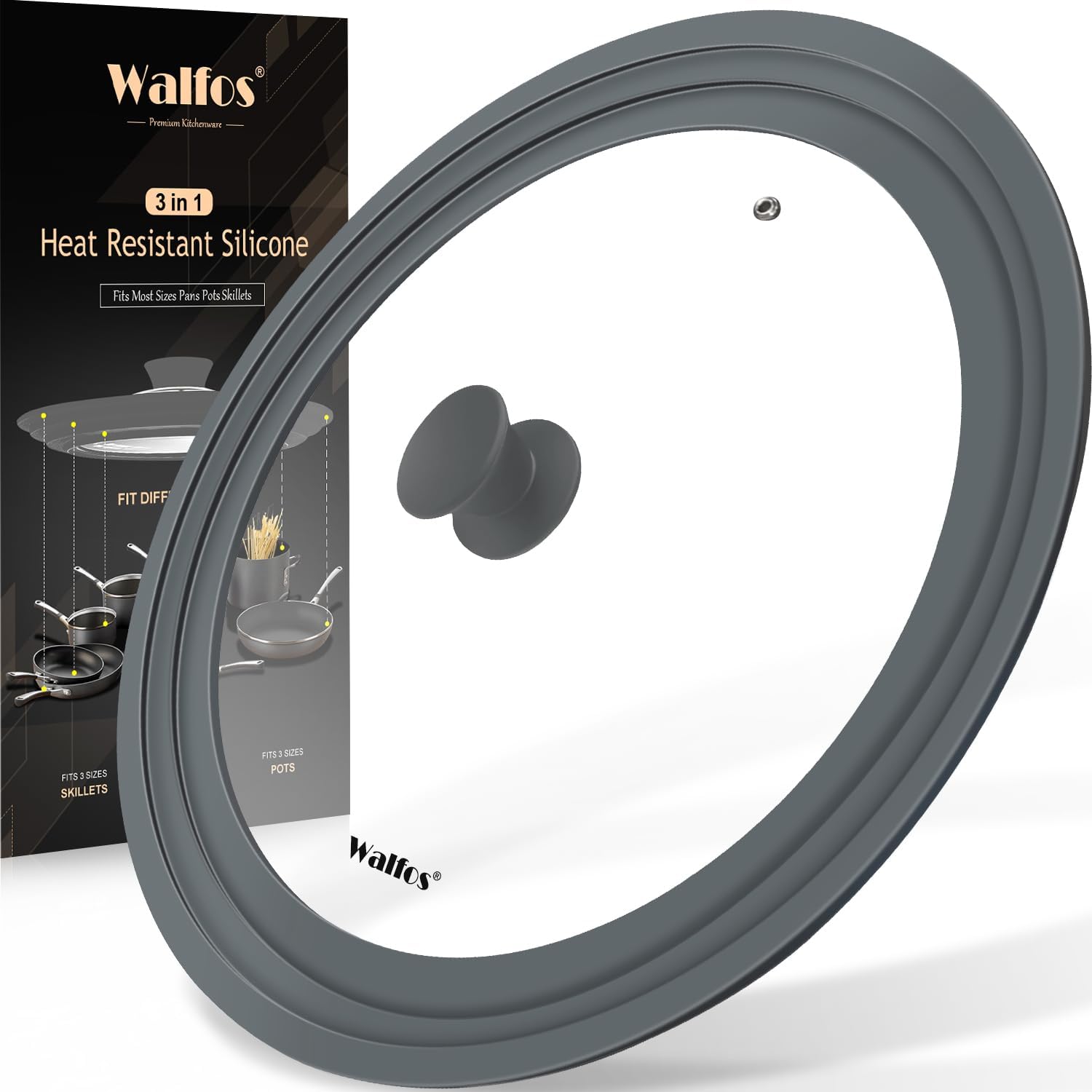 Alpha Living Universal Silicone Glass Cookware Lid for Pots and Pans