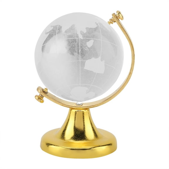 Walfront 2.56" Geographic Globes Home Office Decor Gift, Crystal Ball, Crystal Quartz Sphere, Clear/Gold