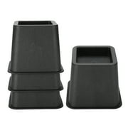 Walfront 4-Pieces Bed Risers, Chair Sofa Riser Wide Feet Lift Stands Adjustable Bed Risers, and Furniture Risers Black /7.4 * 3.5 inch