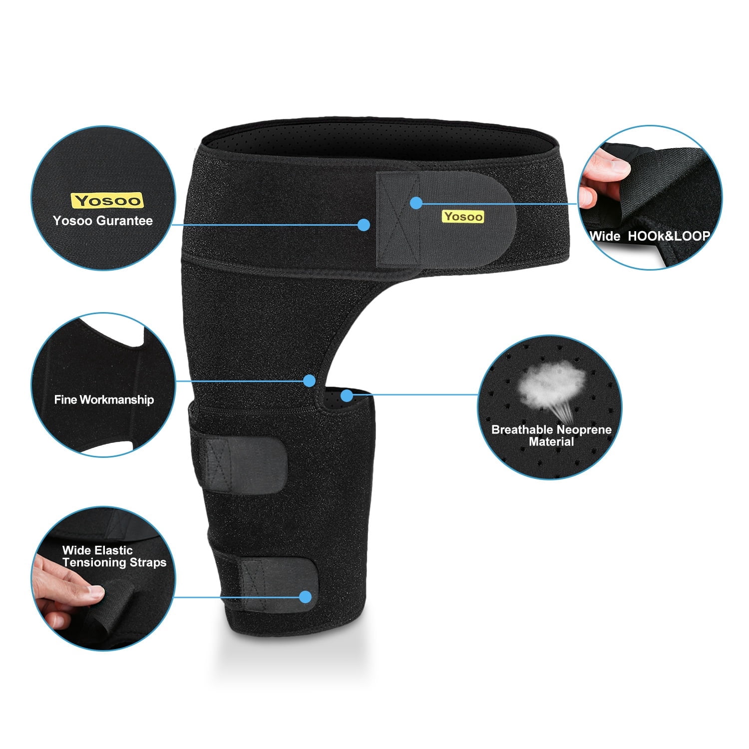 Walfront Thigh Compression Sleeve, Support Wrap for Sciatica and Groin ...