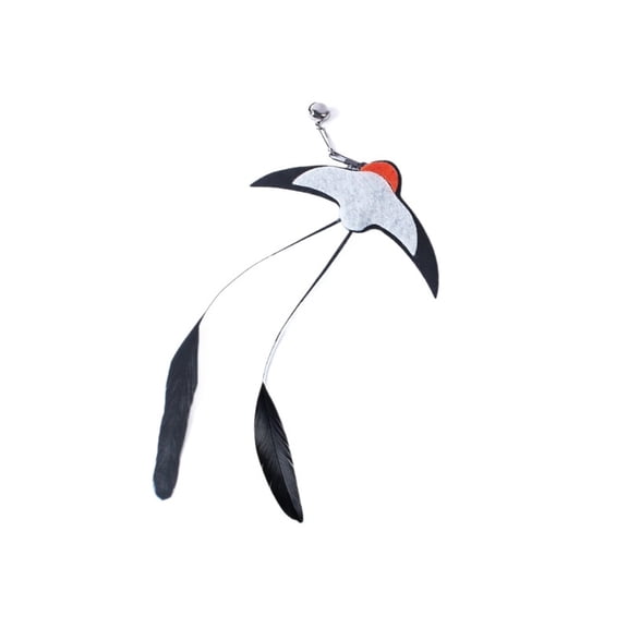 Walfront Interactive Cat Teaser Toy Feather Replacement Head With Steel Wire Long Rod, Swallow Design Multi-Cat Interactive Solution To Keep Indoor Cats Busy Reduce Aggression &