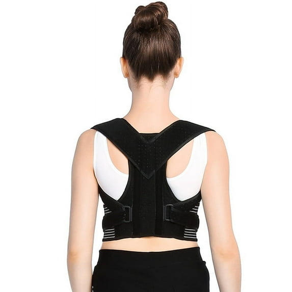 Walfront Posture Corrector Back Support Belt Unisex Compression, Black