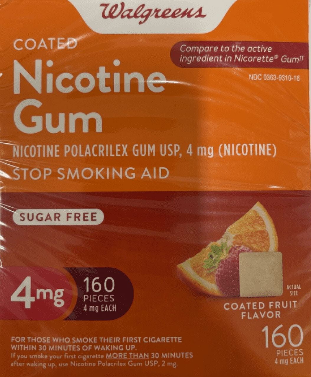 How Much Is Nicorette Gum At Walgreens Walgreens Coated Nicotine Gum 4 mg Coated Fruit Flavor 160 pieces