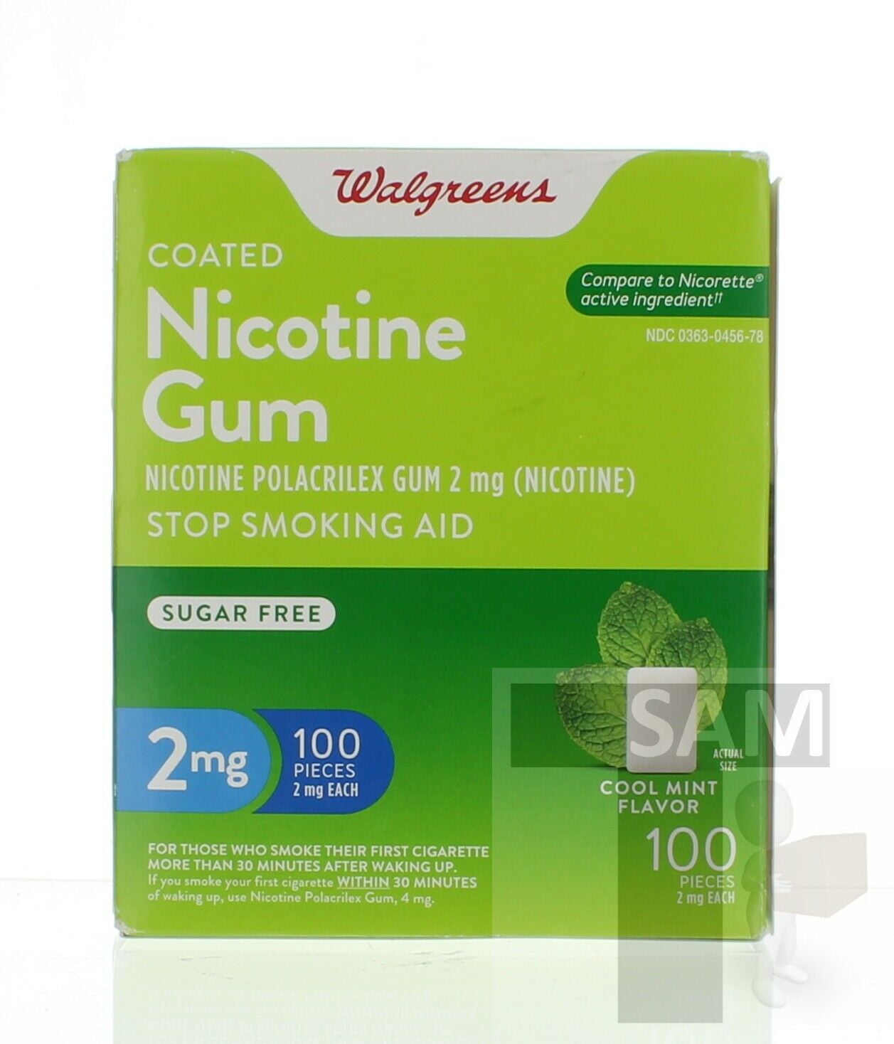 WELL AT WALGREENS Walgreens Gum 2MG Cool Mint Flavor 100 Pcs Nicotine Polacrilex