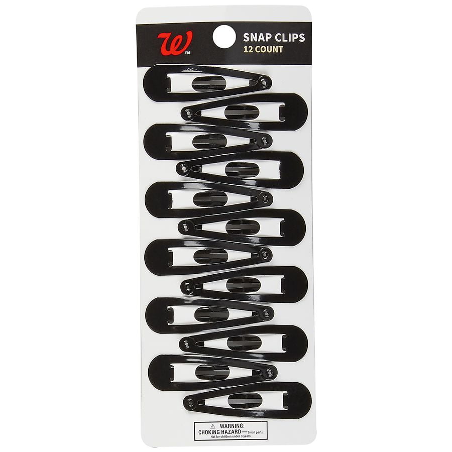 Walgreens Hair Snap Clip Barrettes, Black, 12-Count - Walmart.com