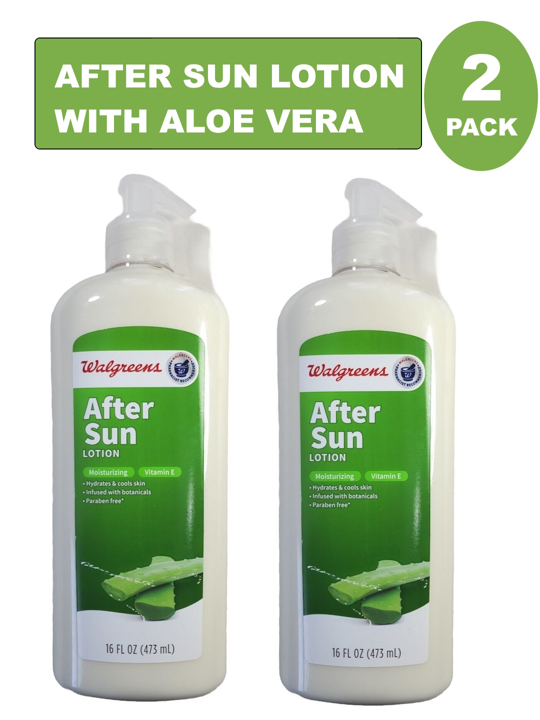 Walgreens Moisturizing After Sun Lotion with Aloe Vera 16 fl oz each