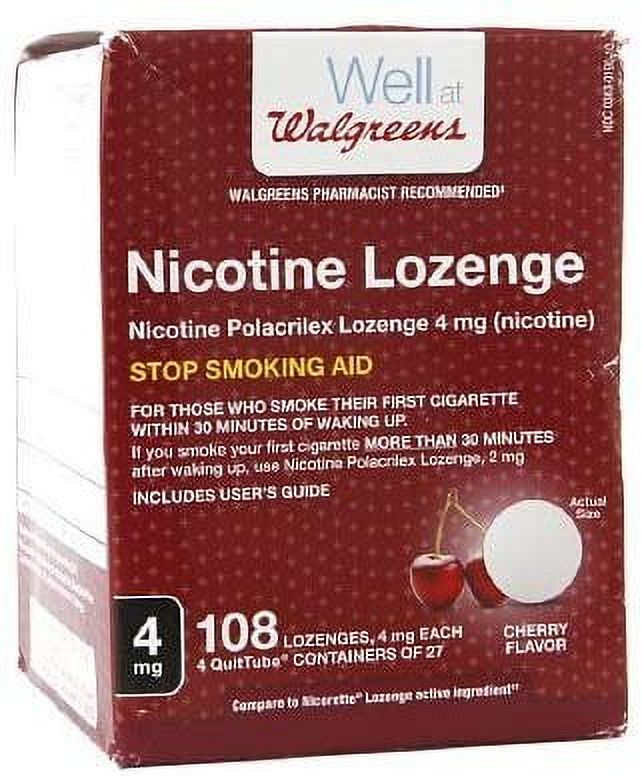 WELL AT WALGREENS Walgreens Nicotine Lozenge, Cherry Flavor, 4mg, 108 count