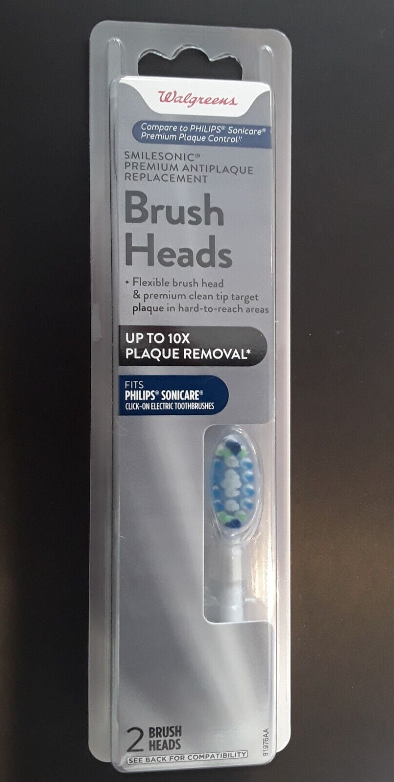 Walgreens Smilesonic Premium Antiplaque Replacement Brush Heads 2 Pack