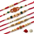 thumbnail image 1 of Walgrow Assorted Raksha Bandhan Elegant Rakhi with Roli and Chawal (Pack of 6, Multi), 1 of 2
