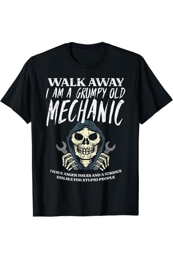 Walk Away Im Grumpy Old Mechanic Garage Grandpa T-Shirt