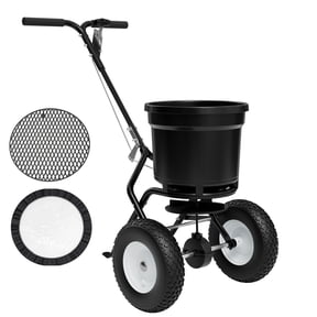 Walk-Behind Fertilizer Spreader, Push Lawn Spreader with 50lbs Load Capacity, 12" Pneumatic Wheels, Broadcast Spreader for Seed Fertilizer, Salt Ice Melt