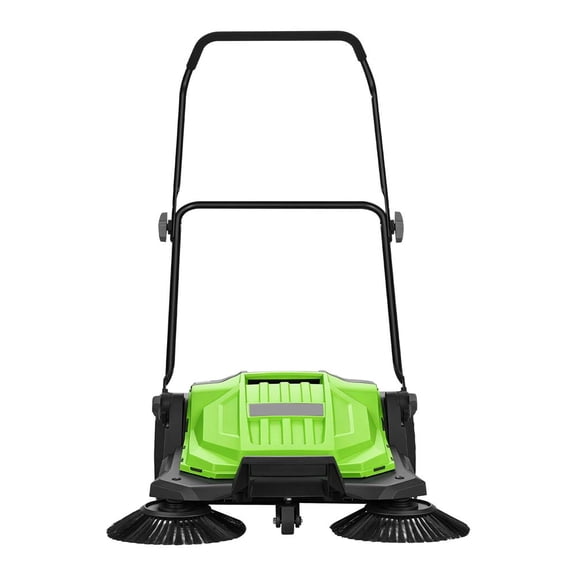 Walk-Behind Manual Floor Sweeper, 25.6 Inch Non-Electric Push Sweeper with 5 Gal Waste Bin & Foldable Handle for Patio Garage Walkway