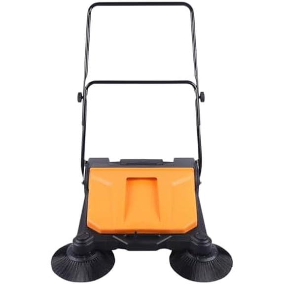 Walk-Behind Manual Push Floor Sweeper, Hand-Push Sweeping Brush, 27.5" Sweeping Width, 3.96 Gal Bin Capacity Industrial Manual Push Sweeper for Backyard Road Home Office (No Need to Charge)