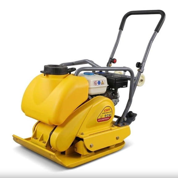Walk-Behind Plate Compactor, 6.5 hp 215cc Gas Tamper, Recoil Start 2205 lbs Force Plate and Wheels for Rental, DIY, Construction