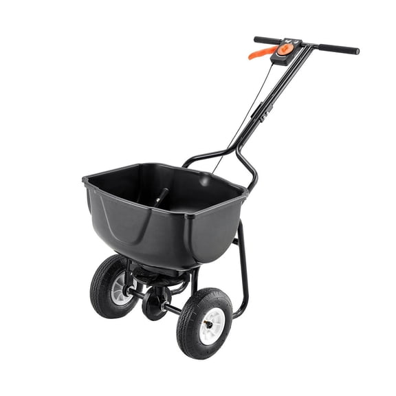 Walk Behind Spreader 60 LBS Capacity - Push Broadcast Spreader with Adjustable Grate, 9.8 ft Width, Pneumatic Tires for Seed & Fertilizer