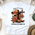 thumbnail image 1 of Walk By Faith Christian Western Cowboy Boots and Cross T-Shirt, White, Size S, 1 of 6