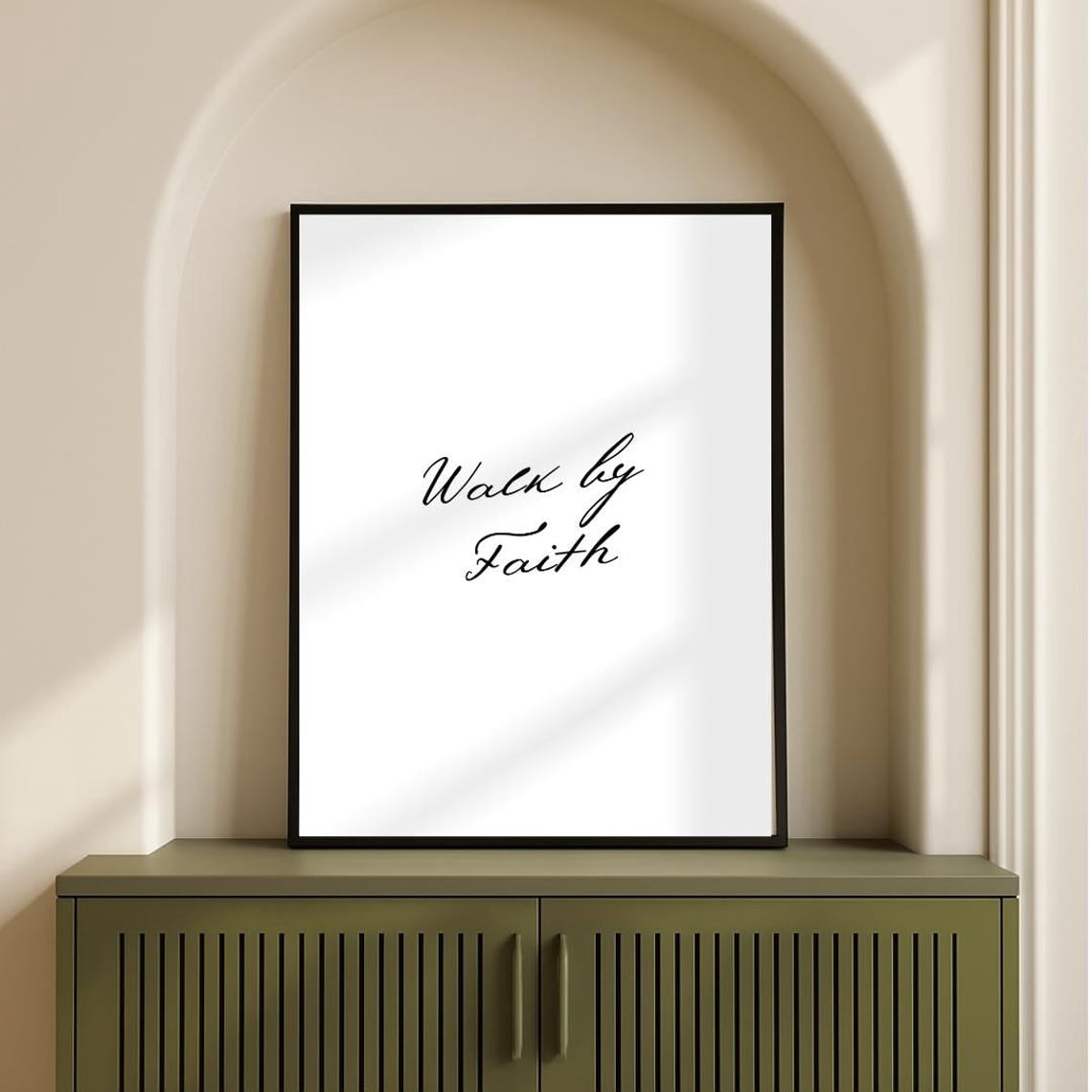 Walk By Faith Print Minimalist Christian Wall Art Bible Verse Decor ...