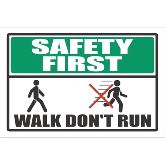 Walk Dont Run Safety First Sign Metal Sign Decorative Wall Plaque, 12 X 8 inch