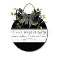 thumbnail image 1 of Walk By Faith Sign Farmhouse Wood Sign Front Porch Decor Rustic Wooden Sign Wall Decor Hanging Wooden Decorations with Bow-Knot for Home Porch Wall Door, 12 x 12 inch, 1 of 7