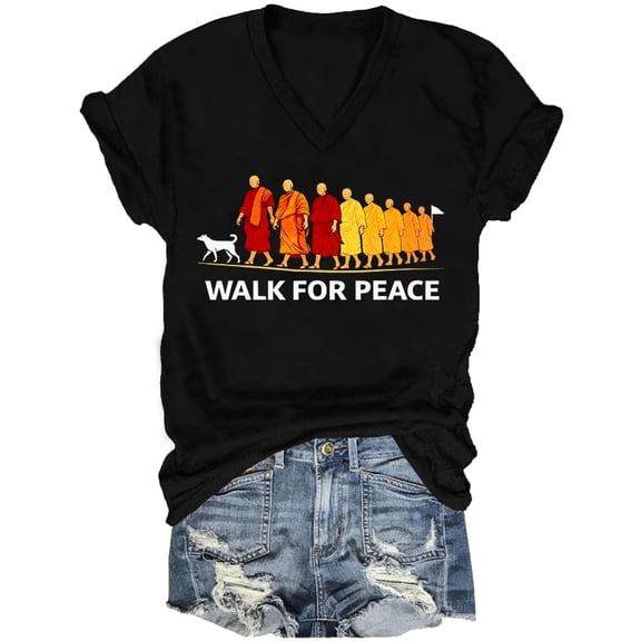 Walk For Peace Shirt Walk For Peace Tshirt For Women Man 2026 World Peace Journey V Neck T Shirt