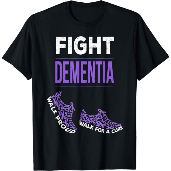 Walk For a Cure Dementia Awareness Purple Ribbon Support T-Shirt
