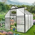 thumbnail image 1 of Walk in Greenhouse, Garden Greenhouse for Outdoors, Upgraded Polycarbonate Plant Greenhouse with Sliding Door, Adjustable Roof Vent, 6.2' x 8.2' x 6.4', 1 of 10