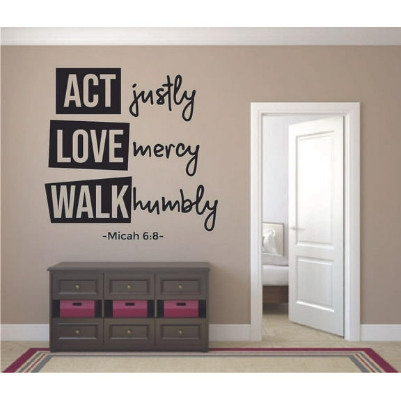 Walk Humbly Micah 6:8 Bible Verse Religious Religion Christ Saying Motivational Life Quote Wall Decal Wall Art Designs Stickers for Home Room House Decor Vinyl Wall Sticker Decoration (40x40 inch)
