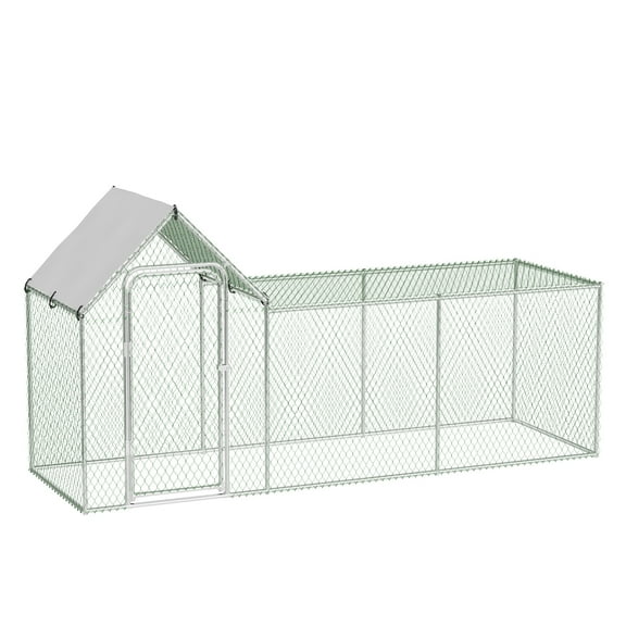 Walk-In Chicken Coop - Heavy Duty Metal Poultry Cage with Waterproof Cover, Lockable Door for Chickens, Ducks, Rabbits & Quail in Yard or Farm