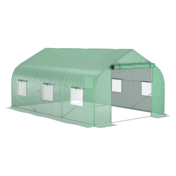 Walk-In Greenhouse 11.5'x10'x6.5' - Portable Outdoor Tunnel Greenhouse with Windows & Door - Deep Green Plant Protector