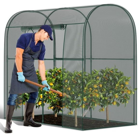 Walk-In Plant Protection Cage, 6.6x3.3x6 Ft Garden Tent with Zipper Door, Raised Bed Cover Frame for Vegetables Poultry, Durable Outdoor Mesh, Green