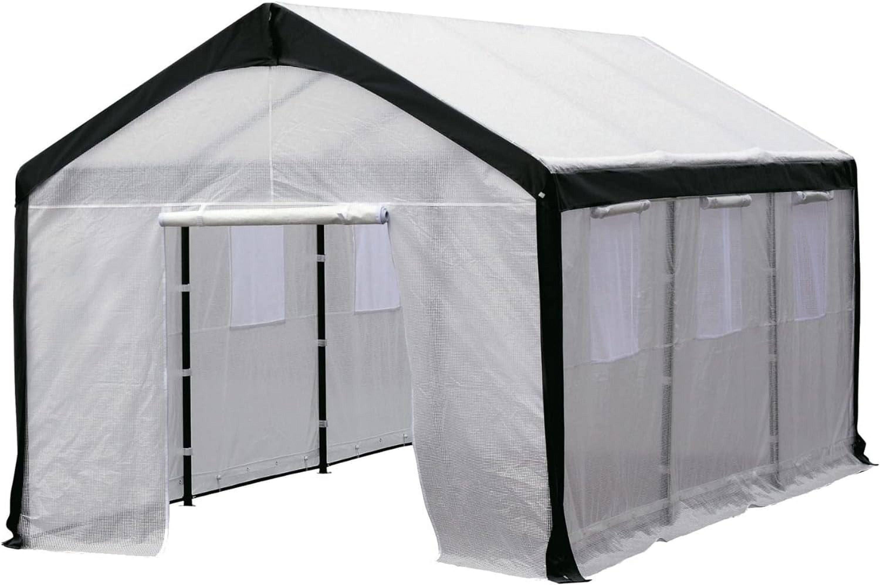 Walk In Portable Fully Enclosed Outdoor Gable Plant Garden Greenhouse Tent With Zippered Door