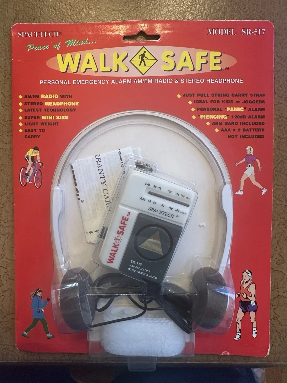 Walk Safe Portable Walkman Am/Fm Radio + Headphones & Alarm Sr-517 ...