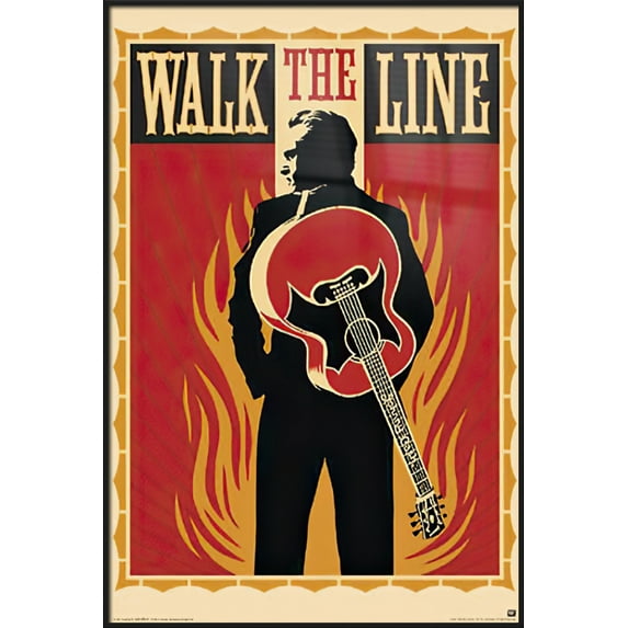 Walk The Line - Framed Movie Poster (Regular Style - Johnny Cash) (Size: 24" x 36") (Black Aluminum Frame)