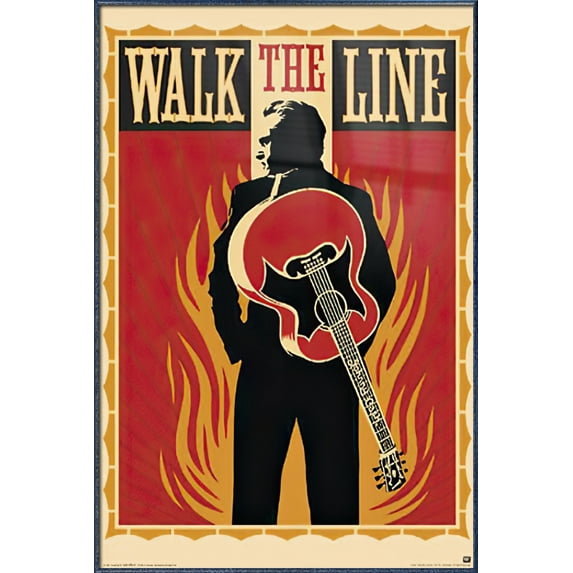 Walk The Line - Framed Movie Poster (Regular Style - Johnny Cash) (Size: 24" x 36") (Orbit Blue Aluminum Frame)