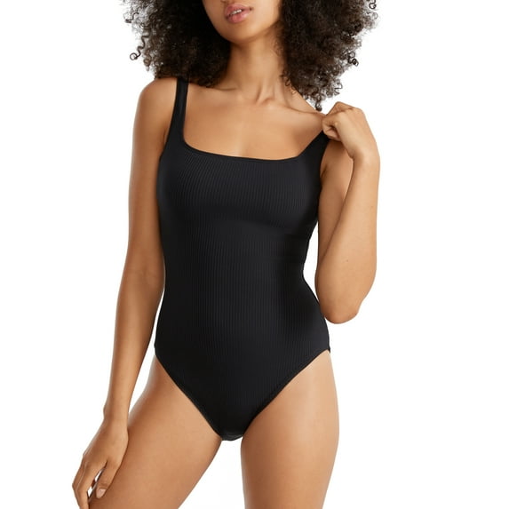 Walk The Line Square Neck Underwire One-Piece Swimsuit