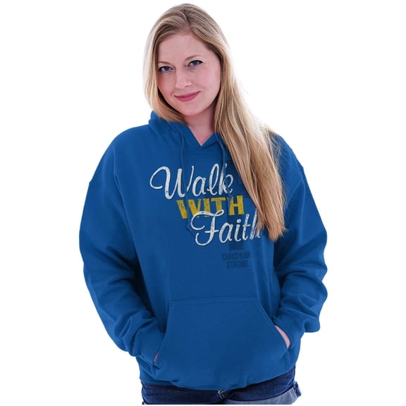 Walk With Faith Christian Cross Women Plus Size Graphic Pullover Hoodie Brisco Brands 4X