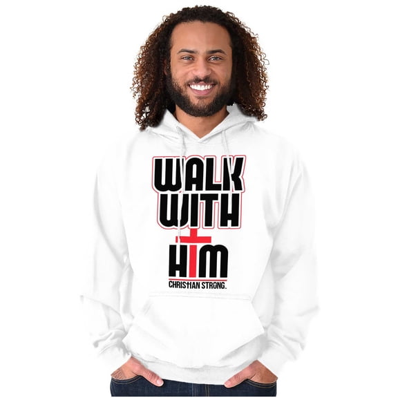 Walk With Him Jesus Christ Faith Unisex Plus Fleece Graphic Hoodie Brisco Brands 2X
