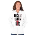 thumbnail image 1 of Walk With Him Jesus Christ Faith Zip Up Hoodie Men's Women's Brisco Brands S, 1 of 6