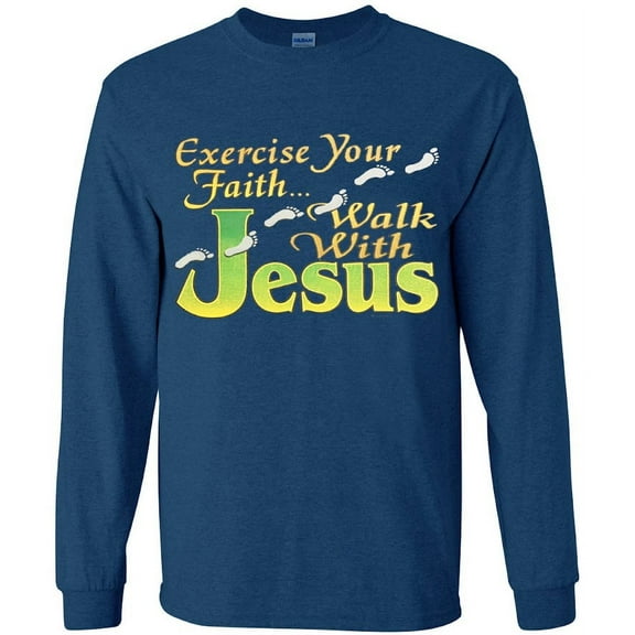 Walk With Jesus Christ Christian Gifts T-shirt Long Sleeve Mens
