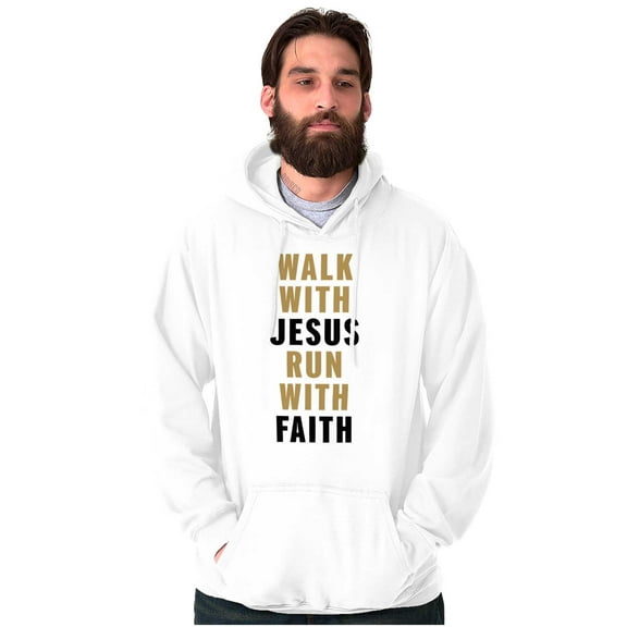 Walk With Jesus Christ Run Religious Unisex Plus Fleece Graphic Hoodie Brisco Brands 2X
