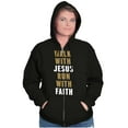 thumbnail image 1 of Walk With Jesus Christ Run Religious Zip Up Hoodie Men's Women's Brisco Brands L, 1 of 6