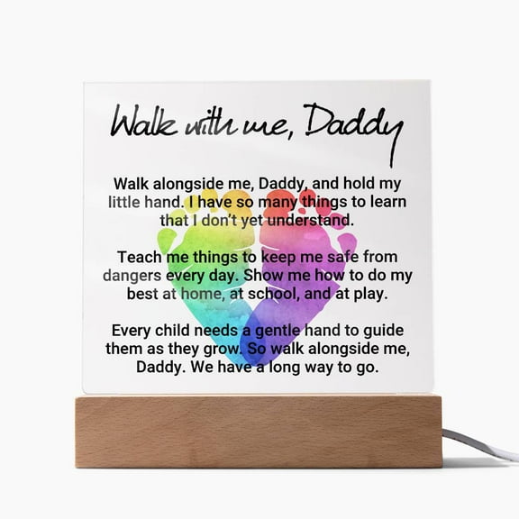 Walk With Me Daddy Printed Square Shaped Acrylic Plaque