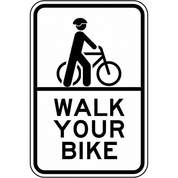 Walk Your Bike Tin Sign - 8"x12" Vintage Metal Warning Sign, Bicycle Safety Decor for Home Farm Bar Coffee Shop Club Street Road
